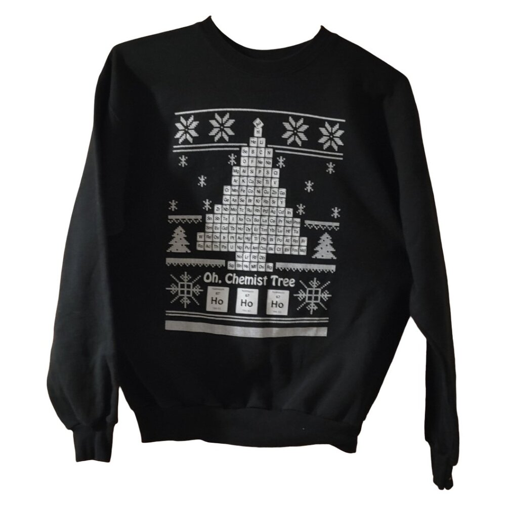 Chemist Tree Periodic Table Christmas Tree Black White Sweatshirt Sweater Medium